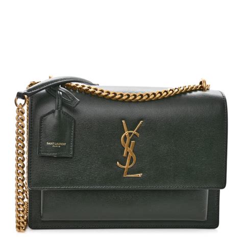 SAINT LAURENT Calfskin Medium Monogram Sunset New Vert .